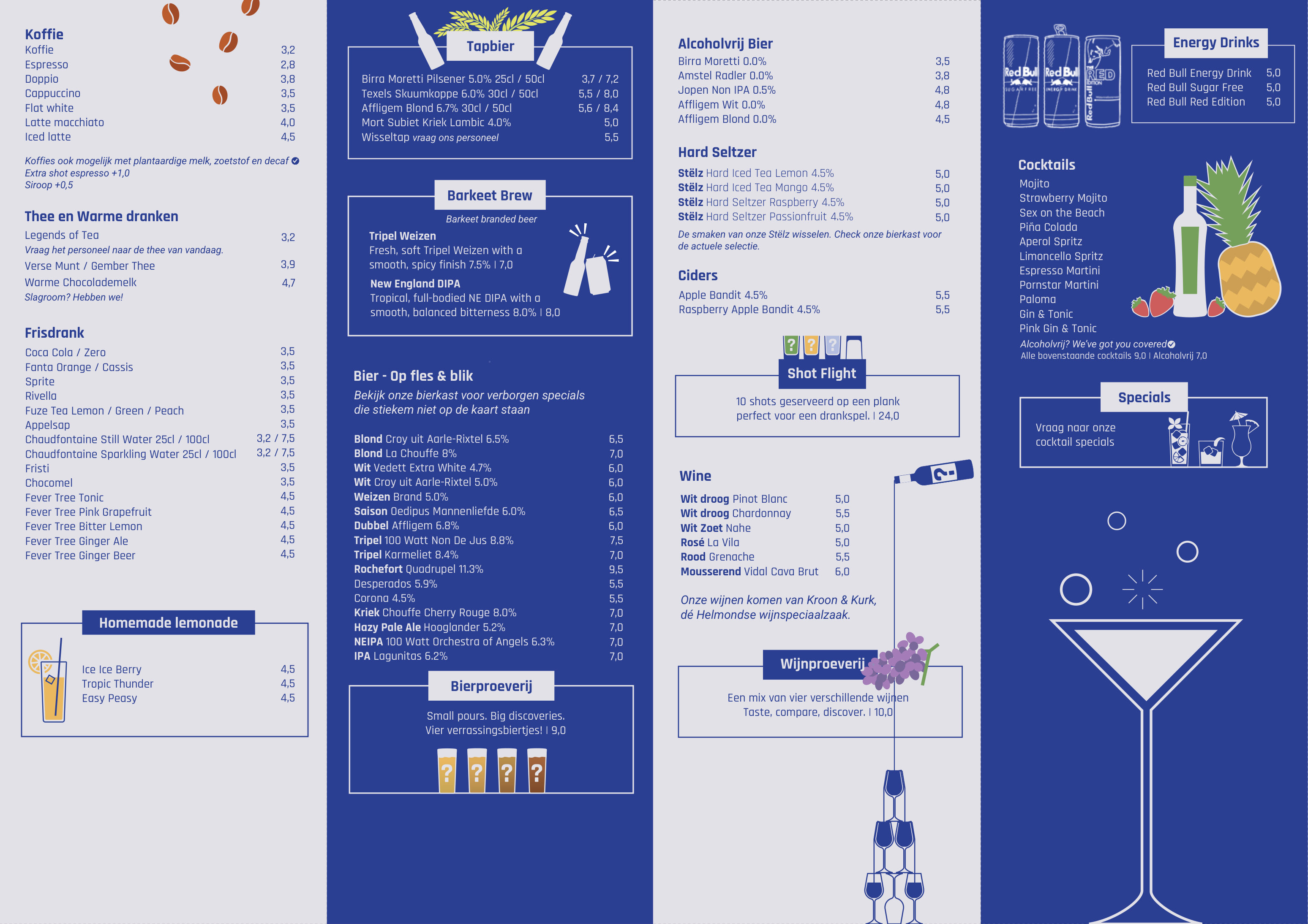 Barkeet menu — drinks